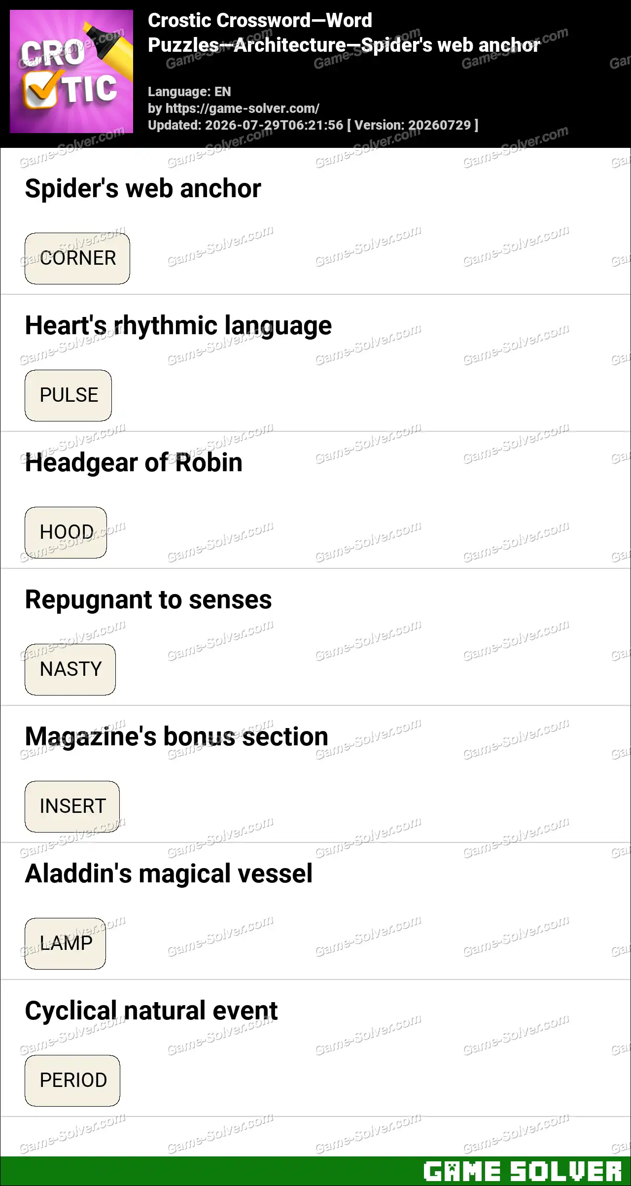 Crostic Crossword-Word Puzzles-Architecture-Spider’s web anchor